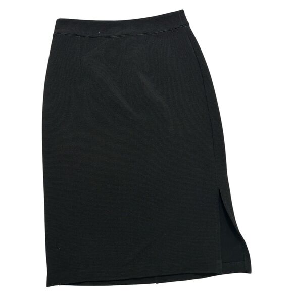 Halogen Dresses & Skirts - Halogen size 0p Black Ribbed Midi Fitted Stretch Pencil Skirt Slit Zip Office